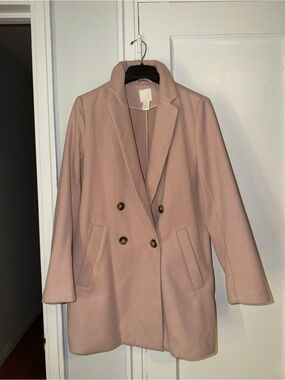 H&M Double-Breasted Pea Coat - Light Pink